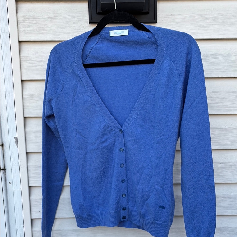 EMILIO PUCCI LADIES BLUE CASHMERE CARDIGAN-12-BEAUTIFUL!